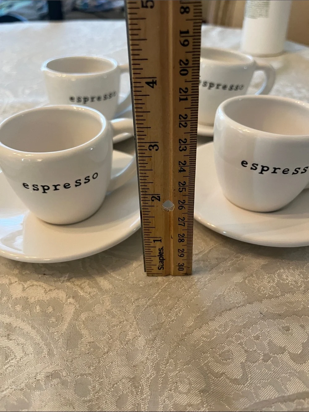 Pottery Barn Espresso Cup and Saucer Set of 4 EUC Coffee Bar